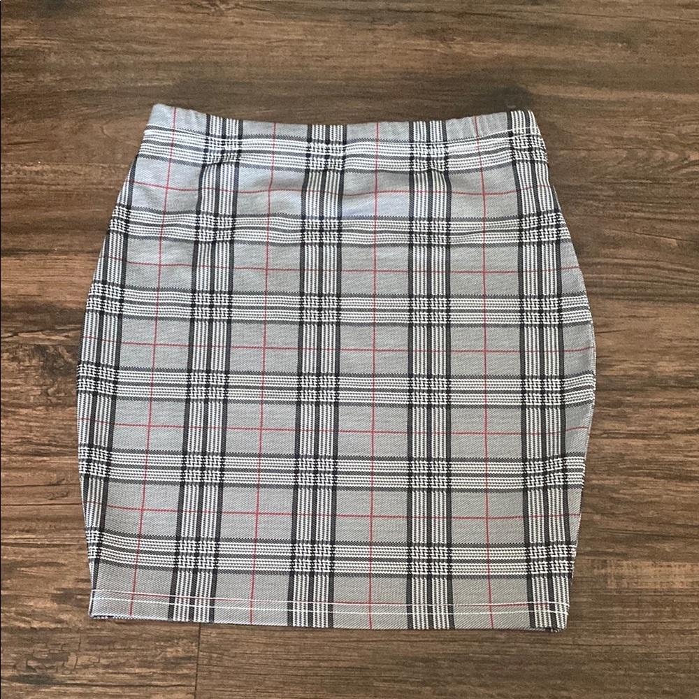 Plaid Gray and Red Women's Skirt